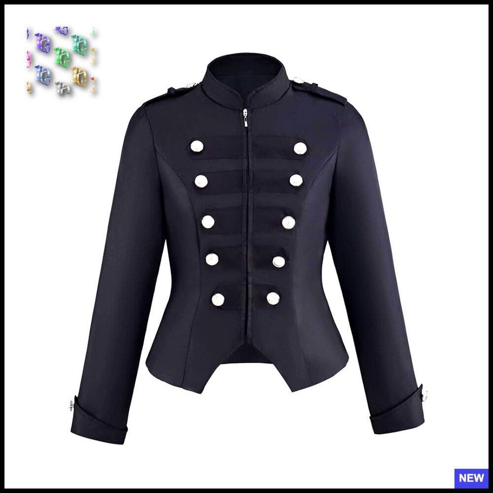 Steampunk Ringmaster Jacket Vintage Double Breasted Military Blazer Zip Up